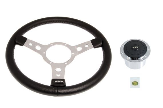 Steering Wheel Kit 14" Vinyl Semi Dish Polished Centre Alloy Boss - LL1119P36A - Mountney